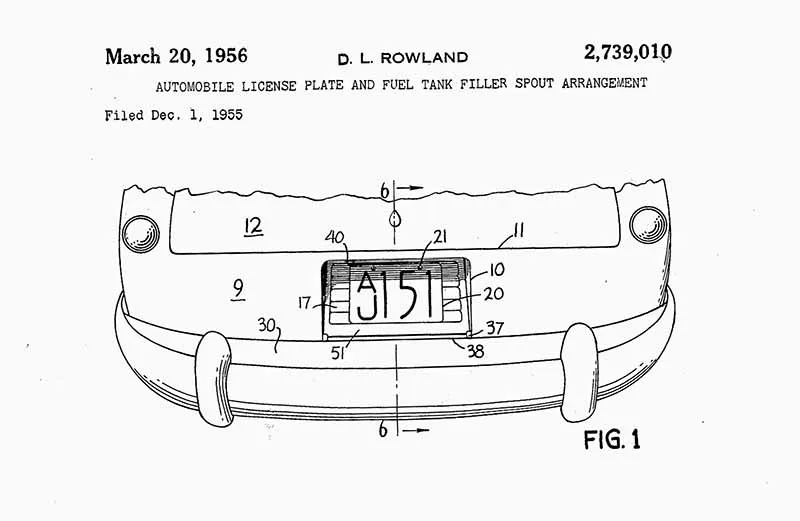 David Rowland 1951 license plate gas cap cover fig 1